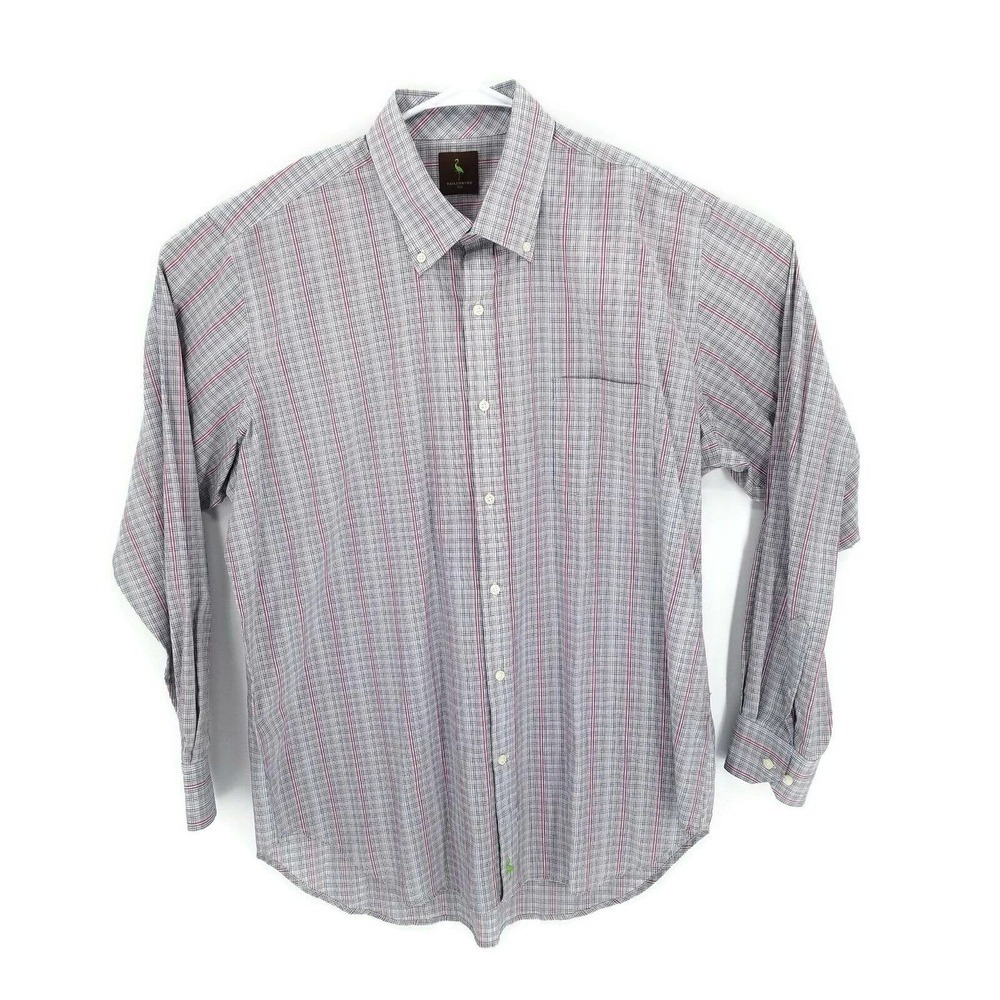 Tailorbyrd Mens Button Front Dress Shirt Multicolor Pink Plaid Long Sleeve XXL